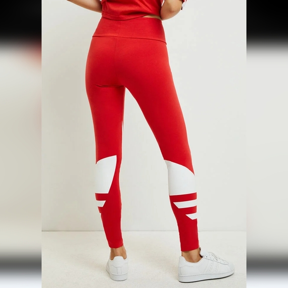 NWOT ADIDAS LARGE LOGO TIGHTS LUSH RED/WHITE - Picture 2 of 16